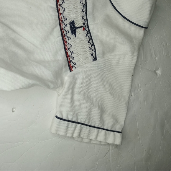 Sophie Dess Creation Paris Smocked 24mons White Blue Nautical Short Sleeve - Picture 6 of 16